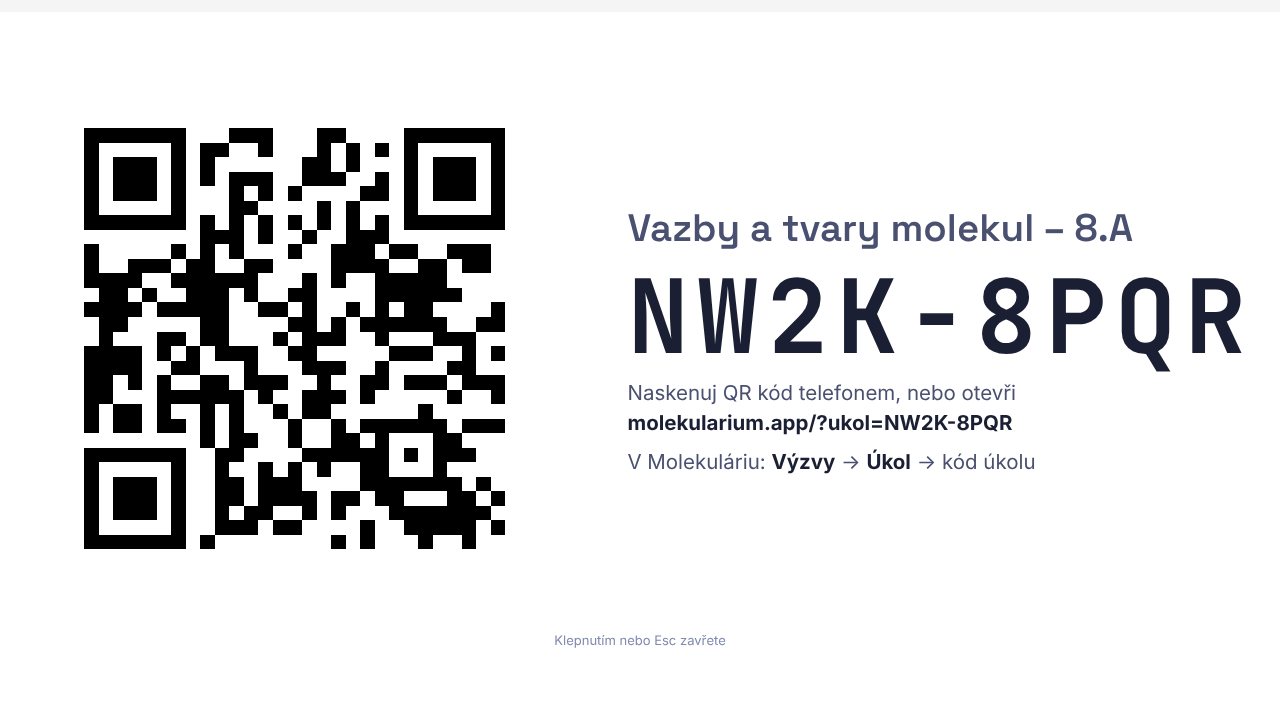 Kód úkolu přes celou obrazovku s velkým QR kódem pro projektor
